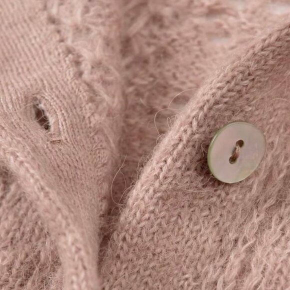 Doen Emery pointelle cardigan pink NWOT - Picture 5 of 8